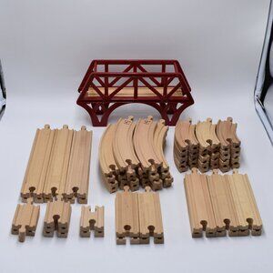 Lot of over 45 TRACK LOT Curves Ramps Straights Ascending Wooden Railway…